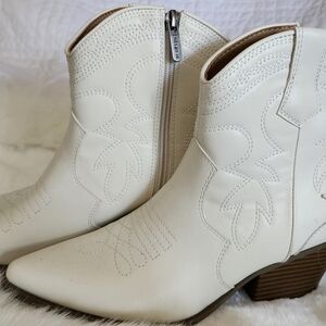 Indigo White Ankle Boots
